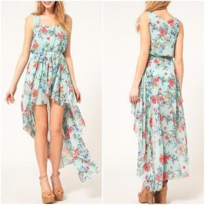 * Ship* Floral Print High Low Chiffon Dress on Luulla