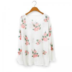* Ship* Wild Roses Ripped Sweater - White -..