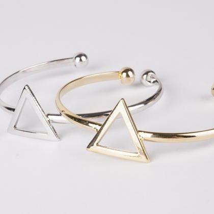 Triangle Bracelet Cuff Bangle Ajdustable Silver..