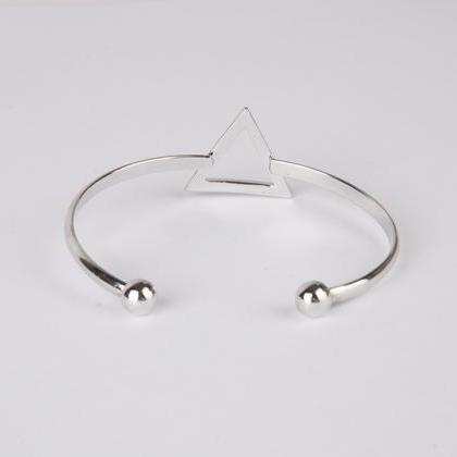Triangle Bracelet Cuff Bangle Ajdustable Silver..