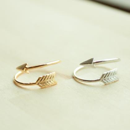 Arrow Wrap Ring/ Gold Silver Open Adjustable Ring..