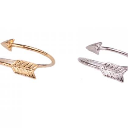 Arrow Wrap Ring/ Gold Silver Open Adjustable Ring..