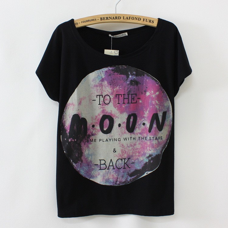 * Ship* Harajuku Kawaii Printed T-shirt - Black - 1805743012