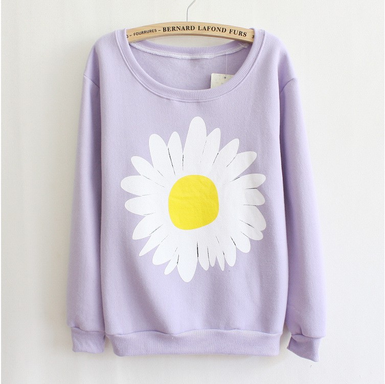 *free Ship* Women Flower Daisy Floral Pattern Sweatshirt Sweater Fleece ...
