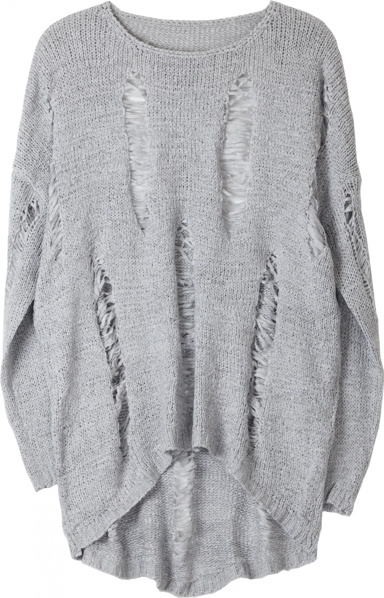 Korean Style Loose Fit Torn Ripped Sweater Knit Jumper Made In Korea