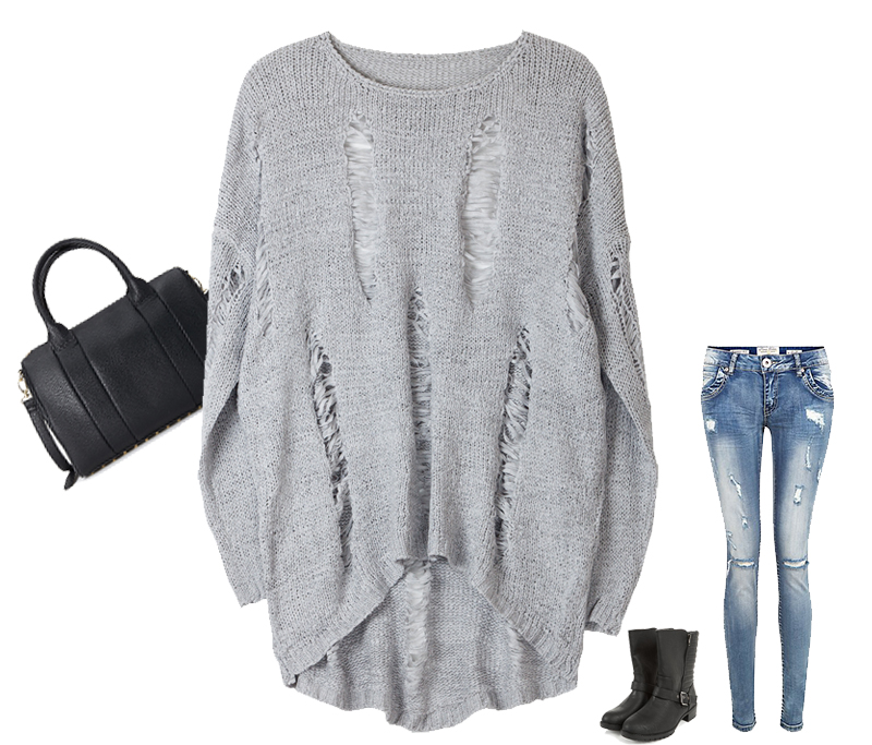 Korean Style Loose Fit Torn Ripped Sweater Knit Jumper Made In Korea ...