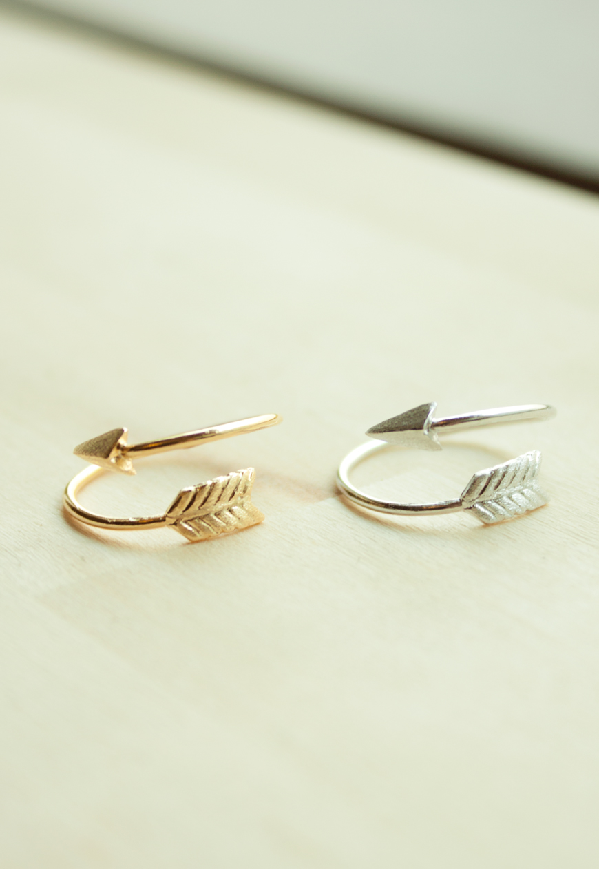 Arrow Wrap Ring/ Gold Silver Open Adjustable Ring / Open Ring