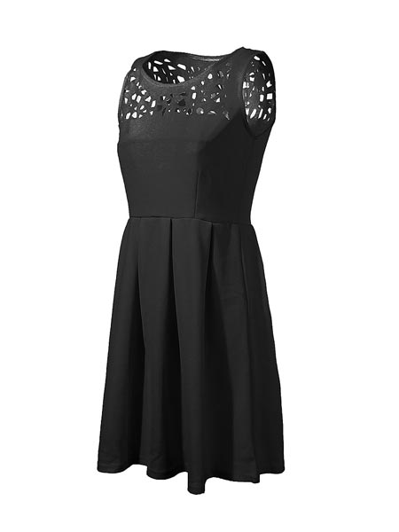 Hollow Out Round Neck Sleeveless Cover-Up Dress