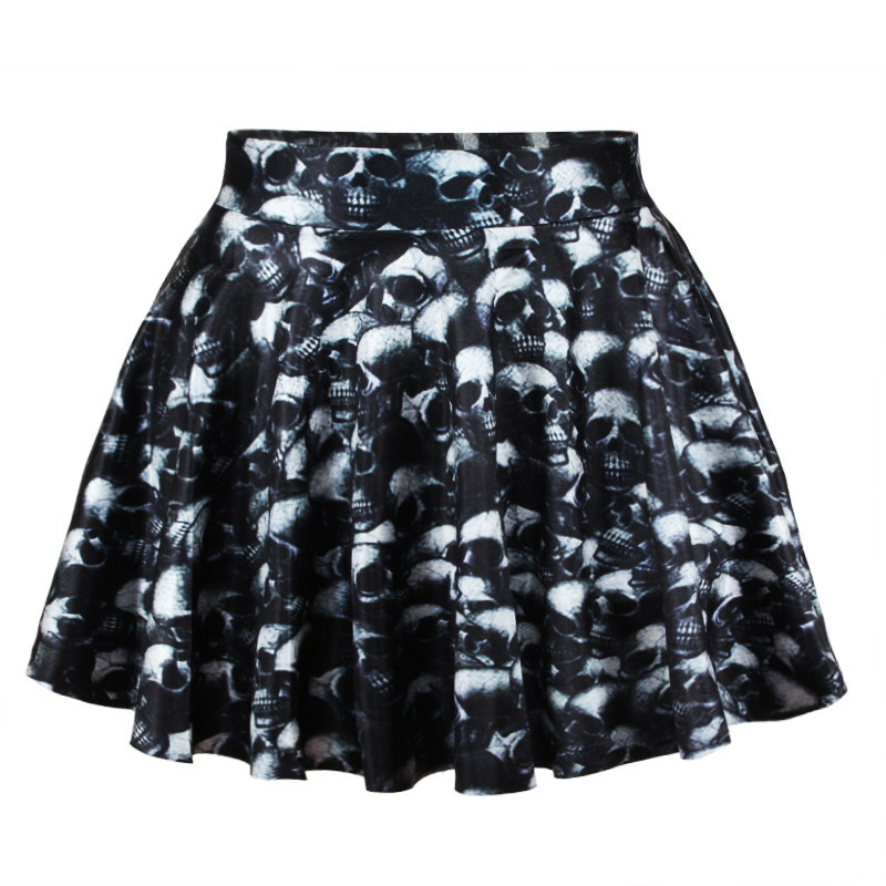 Blue Sugar Skull Print Women's Skirt