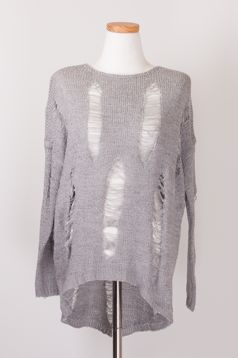 Korean Style Loose Fit Torn Ripped Sweater Knit Jumper Made In Korea